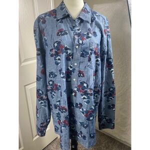 Gap Floral Button Down Shirt Classic Fit Long Sleeve Blouse Top XL‎